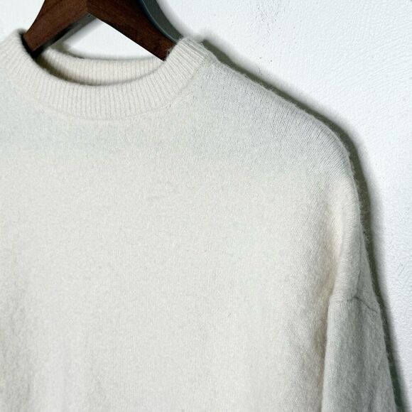 Stockholm Atelier & Other Stories Wool Blend Hi Low Crewneck Sweater in Ivory - - Picture 4 of 9